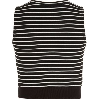 Girls black stripe zip top